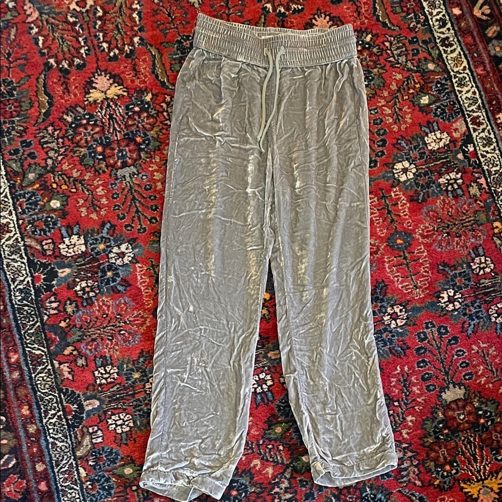 MOTHER Silver Velvet The Lounger Track Pants size XS